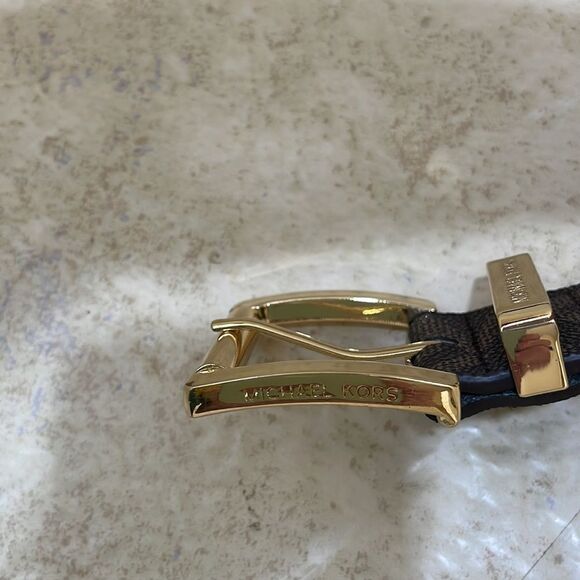 MICHAEL KORS SYNTHETIC LEATHER MK DESIGN BELT IN BROWN - Picture 4 of 9